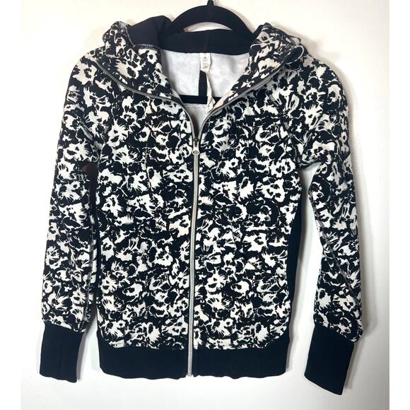 Lululemon Scuba Hoodie Full Zip Jacket 2 XS Black White Womens - Picture 1 of 8